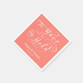 持って保持するサンゴパーソナライズされた結婚の スタンダードカクテルナプキン (角)