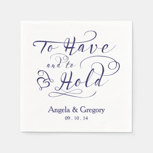 持って持って結婚いる | ネイビーブルー スタンダードカクテルナプキン (正面)
