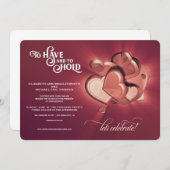 持って持つバラ金ゴールドハート招待状 案内状 (正面/裏面)