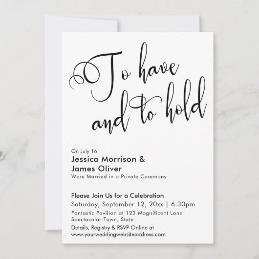 「持つことと保持すること」カリグラフィー式招待状のみ 招待状 (正面)