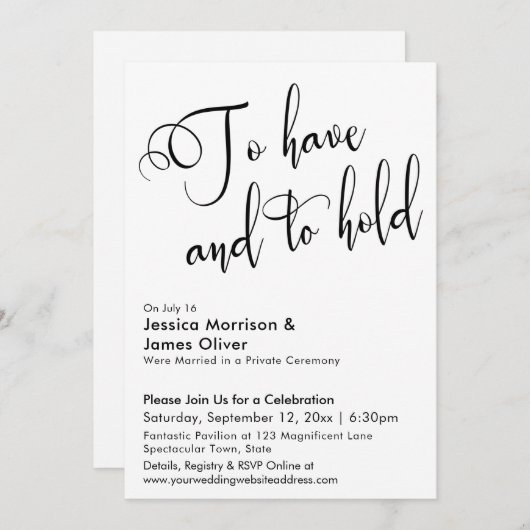 「持つことと保持すること」カリグラフィー式招待状のみ 招待状 (正面/裏面)