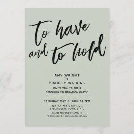 持つことと保持すること シンプル セージ ウェディング レセプション 招待状