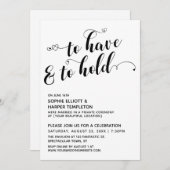 「持つことと保持すること」スクリプト、ハートの受付のみ 招待状 (正面/裏面)