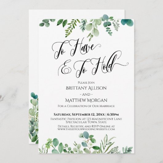 「持つことと保持すること タイポグラフィー ユーカリのグリーン」 招待状 (正面/裏面)