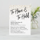 「持つことと保持すること」フェイクゴールドグリッターコンフェッティ 招待状 (スタンド正面)