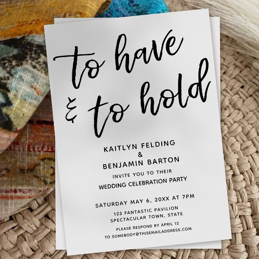「持つことと保持すること」モダンウェディングレセプション 招待状