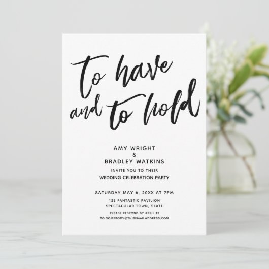「持つことと保持すること」手書き結婚式の受付 招待状 (スタンド正面)