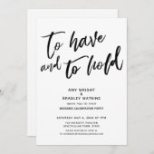 「持つことと保持すること」手書き風ウェディングレセプション 招待状 (正面/裏面)