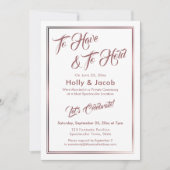 持つために &amp; 抱擁するために ローズゴールド ホワイト オーバー, レセプション 招待状 (正面)