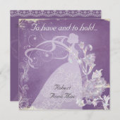 持つべき紫色のヴィンテージおよび把握結婚式の招待 招待状 (正面/裏面)