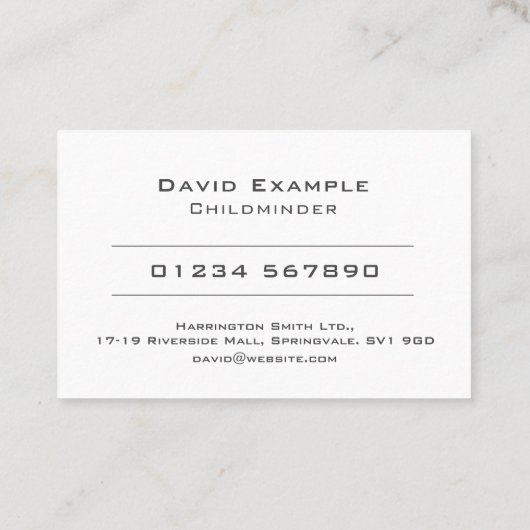 持主名刺の写真付き育児 名刺 (裏面)