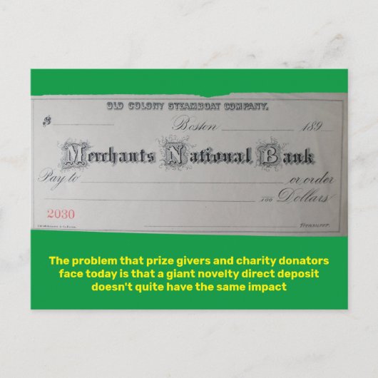 持参人に対してオンデマンドで支払う ポストカード (正面)