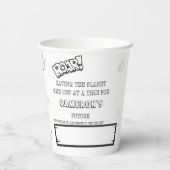 持続可能なぬり絵アクティビティ かわいい恐竜パーティー 紙コップ (裏面)