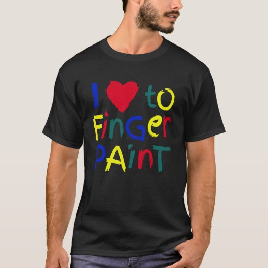 指で描くのが大好き - 私は子供と大人の絵を描きます Tシャツ (正面)