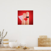 指で結婚作られたカップル、かわいいおもしろい ポスター (キッチン)