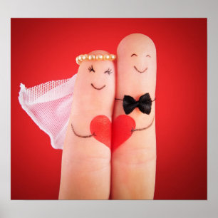 指で結婚作られたカップル、かわいいおもしろい ポスター