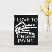 指で絵を描くのが好き！骸骨の手を描いてる カード (黄色い花)