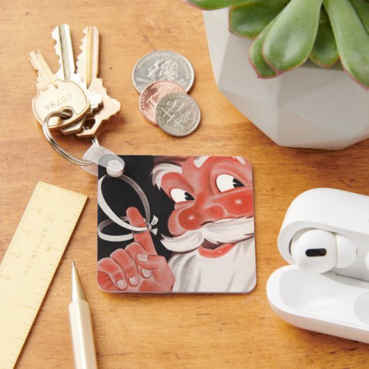 指にリマインダーの紐をつけたヴィンテージのサンタクロース キーホルダー (デスク)