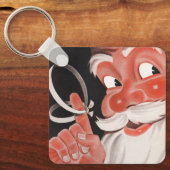 指にリマインダーの紐をつけたヴィンテージのサンタクロース キーホルダー (正面)