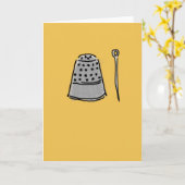 指ぬきおよび針の挨拶状 カード (黄色い花)