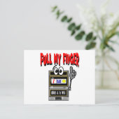 指のスロットマシンを引く ポストカード (スタンド正面)