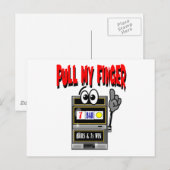 指のスロットマシンを引く ポストカード (正面/裏面)