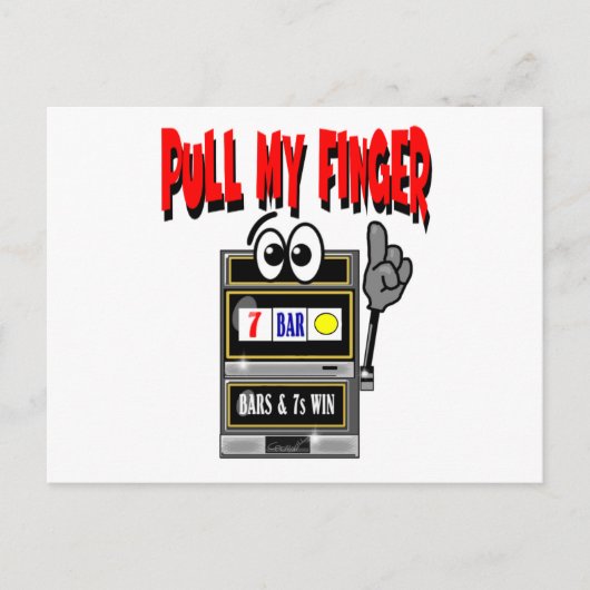 指のスロットマシンを引く ポストカード (正面)