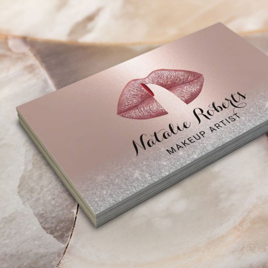 指の唇赤面バラ金ゴールドメイクアップアーティスト 名刺