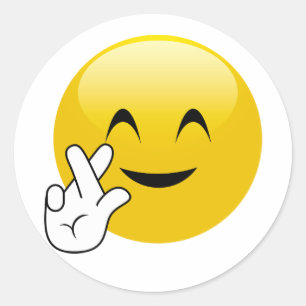 指はEmojiのステッカーを交差させました ラウンドシール