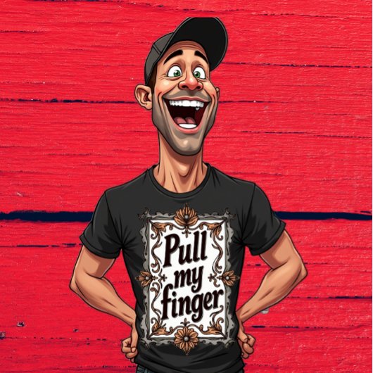 指を引っ張っておならグラフィック Tシャツ