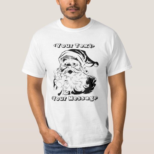 指を揺するヴィンテージのサンタクロースのポートレート Tシャツ (正面)
