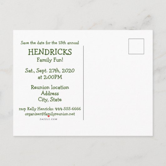 指を搭載する家族会のデザイン インビテーションポストカード (裏面)