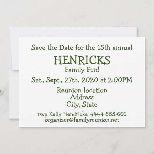 指を搭載する家族会のデザイン 招待状 (裏面)