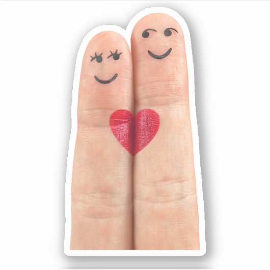 指ハート対 シール (正面)
