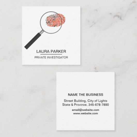 指プリント捜査官セキュリティ探偵 スクエア名刺 (正面/裏面)