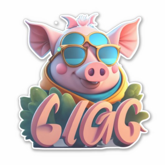 指先の品質ステッカー豚ステッカー シール (正面)