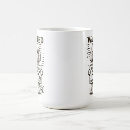 指名手配おもしろい犬のストーカー コーヒーマグカップ (中央)