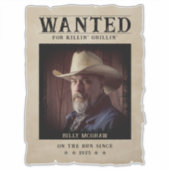 指名手配のポスターおもしろいヴィンテージ写真 シール (正面)