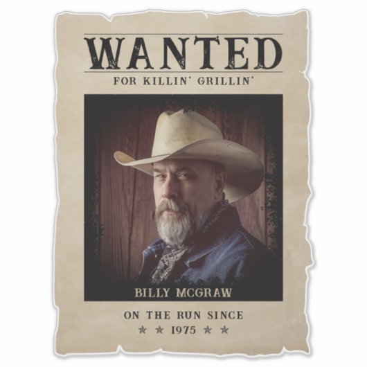 指名手配のポスターおもしろいヴィンテージ写真 シール (正面)