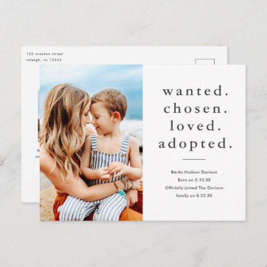 指名手配の最愛の採用ミニマル写真採用 ポストカード (正面/裏面)