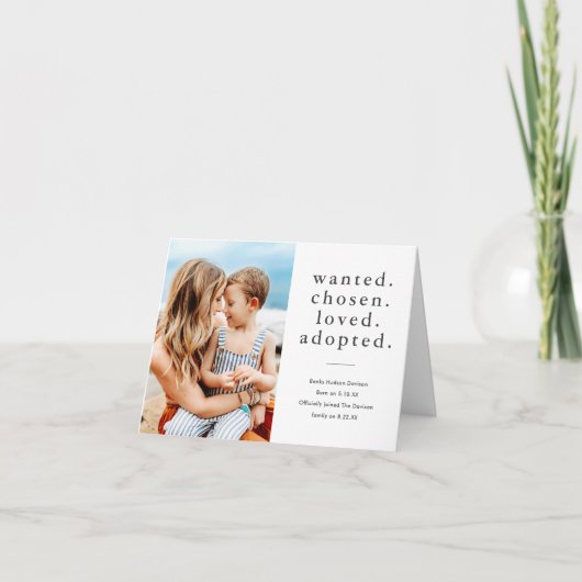 指名手配の最愛の採用ミニマル写真採用 案内状 (正面)