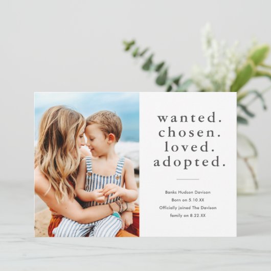 指名手配の最愛の採用ミニマル写真採用 案内状 (スタンド正面)