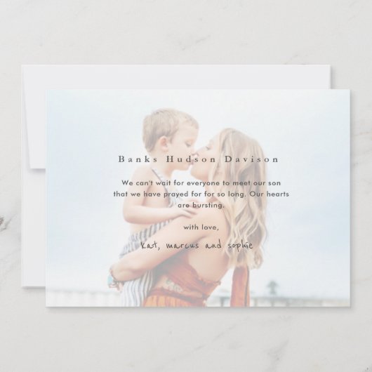 指名手配の最愛の採用ミニマル写真採用 案内状 (裏面)