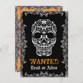 指名手配の死者またはアライブハロウィーンスカル招待状 招待状 (正面/裏面)