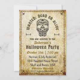 指名手配の死者またはアライブハロウィーンスカル招待状 招待状