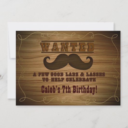 指名手配の西カウボーイムスタッシュ招待状 招待状 (正面)