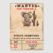 指名手配カントリーウエスタンサボスガール誕生日 マグネット招待状 (正面)