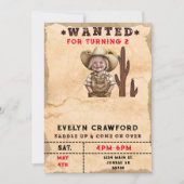 指名手配カントリーウエスタンサボスガール誕生日 招待状 (正面)