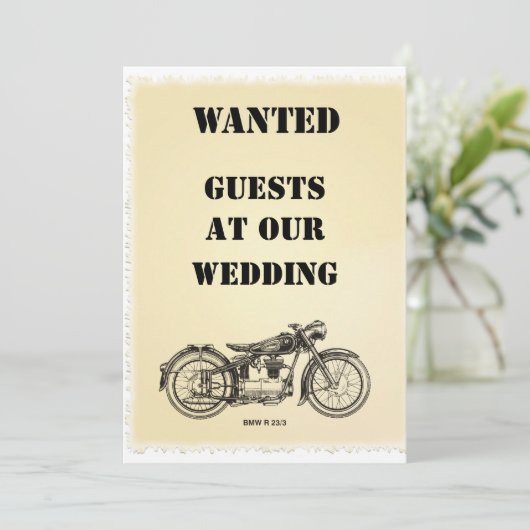 指名手配バイクもしくは自転車に乗る人結婚式招待状 招待状 (スタンド正面)