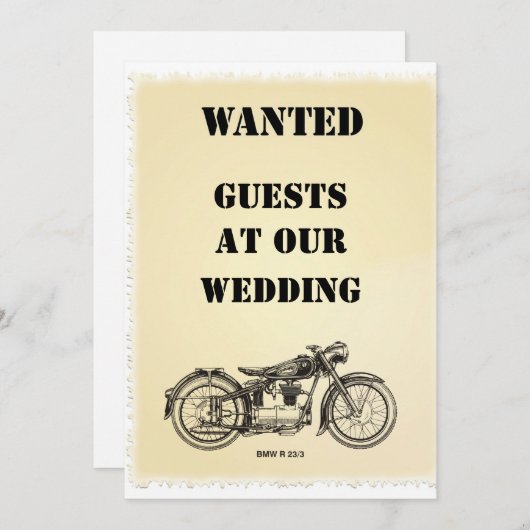 指名手配バイクもしくは自転車に乗る人結婚式招待状 招待状 (正面/裏面)